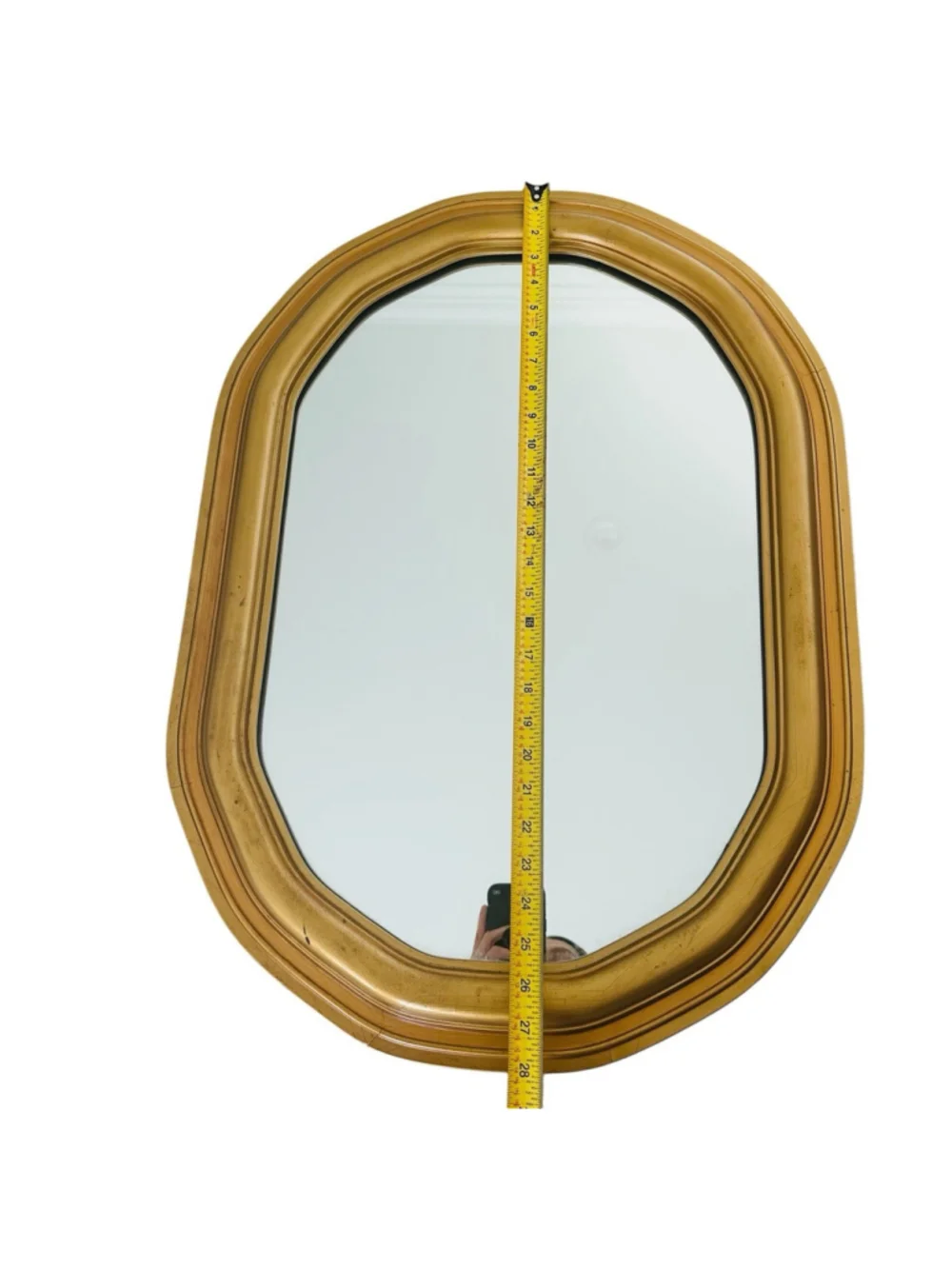 Vintage Gold Gilt Wood Octagonal Wall Mirror Ornate Baroque Hollywood Regency